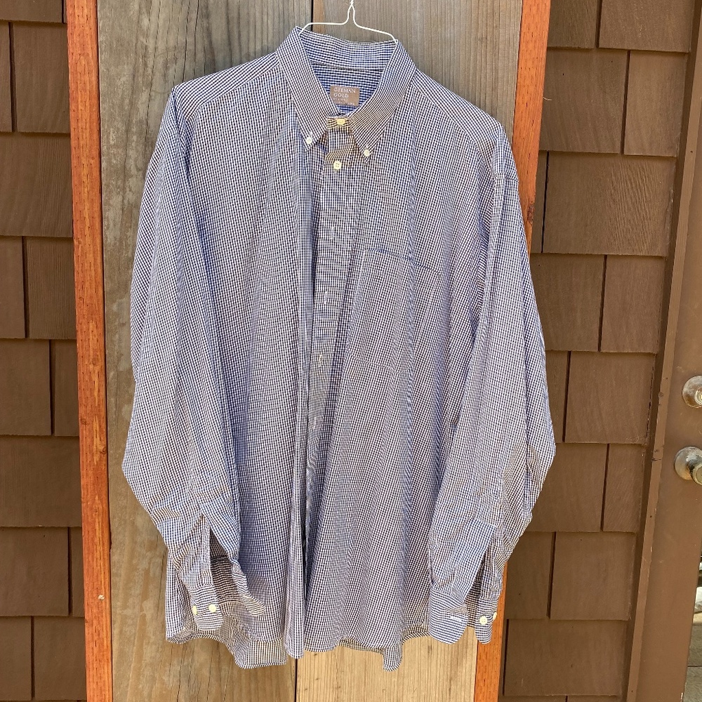 Gitman Gold Master Shirt Makers Navy and White Check Size XL